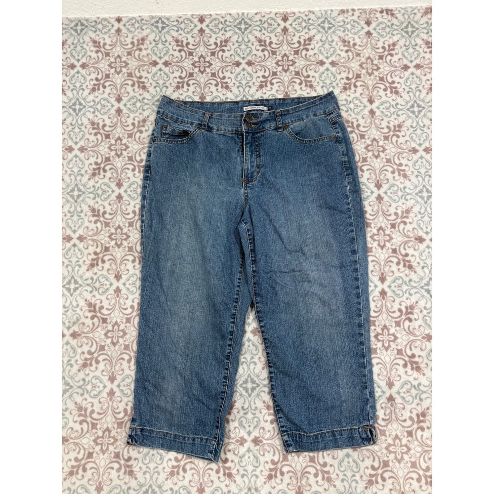 Bandolino Blu Womens Size 10 Medium Wash Denim Capri Cropped Jeans Stretch